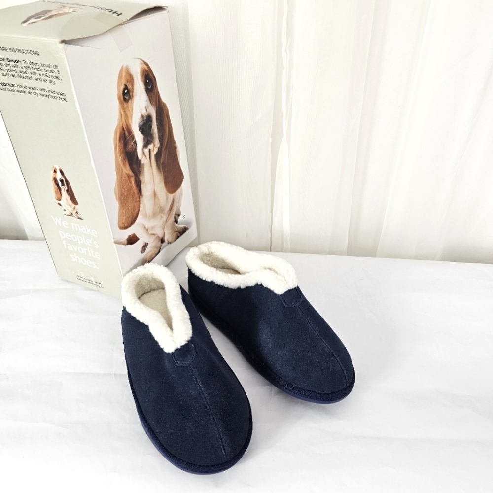 Hush Puppies Haley navy blue suede slippers size medium 6.5-7.5 new in box